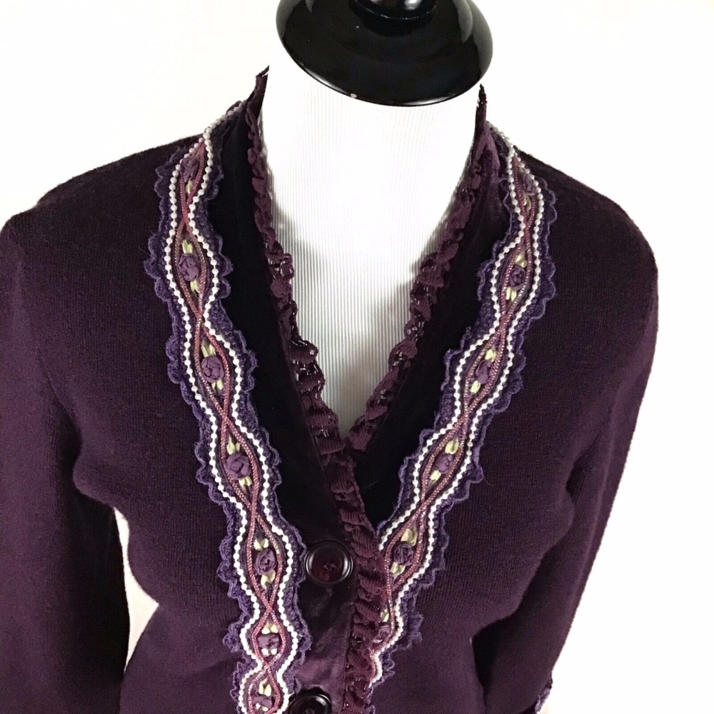 C&M Paris Wool Blend Embellished Cardigan Medium - Picture 3 of 7